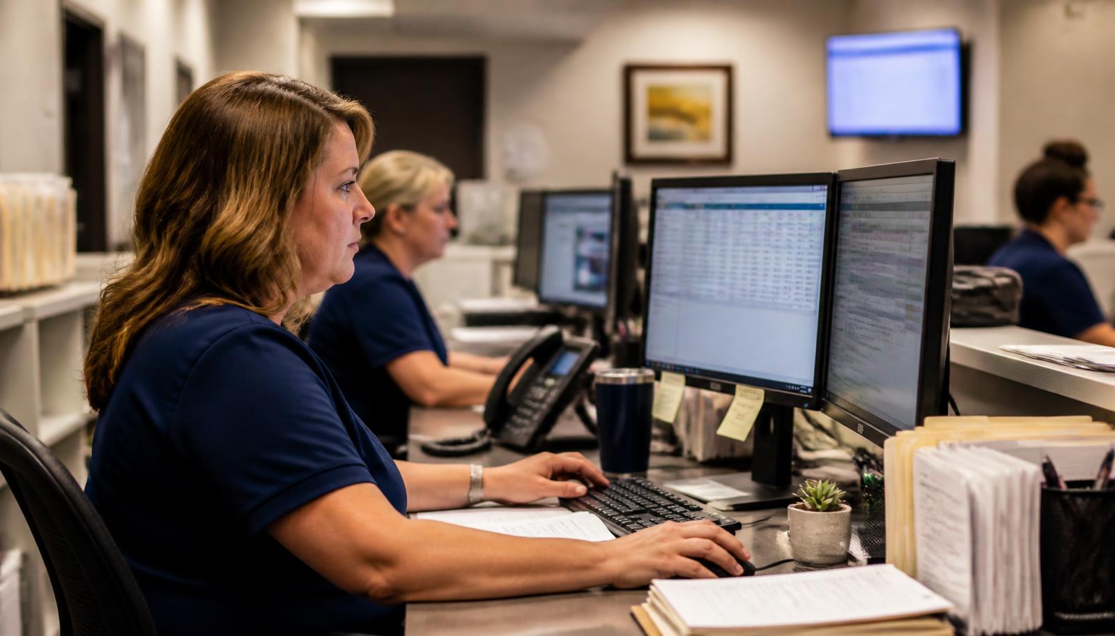 Practice operations leader reviewing specialty performance data